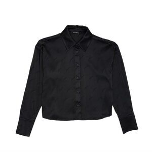 (Beymen) Academia - Black Logo Jacquard Satin Shirt